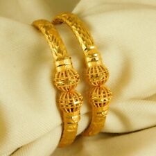 Conjunto de pulseira folheada a ouro 22K casamento tradicional 2 peças pulseiras joias da moda comprar usado  Enviando para Brazil