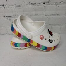 Crocs Little Girls Crocband Chevron Clog Size J1. White Beaded Lightweight Shoes myynnissä  Leverans till Finland