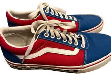 SAPATOS QUADRICULADOS MASCULINOS VANS LONA OLD SCHOOL TAMANHO 9 AZUL, VERMELHO E BRANCO comprar usado  Enviando para Brazil