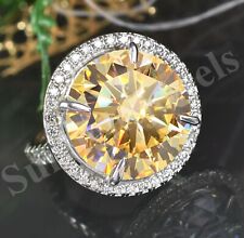 RARE 10.70Ct Certified Champagne Diamond Solitaire Ring 925 Silver Prong Setting for sale  Shipping to South Africa
