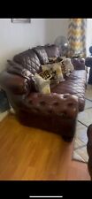 brown faux leather sofa s for sale  LONDON