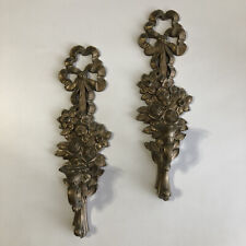 Vintage 1969 SYROCO USA 4089 Wall Candle Holder Pair Antique Gold Bow/Floral, used for sale  Shipping to South Africa