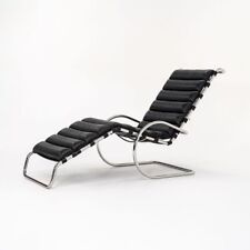 1980 Knoll Mies van der Rohe MR Adjustable Chaise Lounge Chair in Black Leather for sale  Shipping to South Africa