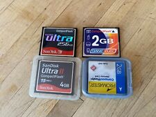 MIXED LOT OF 4 COMPACT FLASH MEMORY CARDS SANDISK ULTRA 2GB 4GB 256MB for sale  Shipping to South Africa