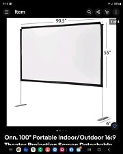 Onn. 100" Portable Indoor/Outdoor 16:9 Theater Projection Screen Detachable Legs for sale  Shipping to South Africa