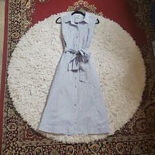 Women's Anne Klein Blue & White Seersucker Sleeveless Shirt Dress - 10 for sale  Shipping to South Africa
