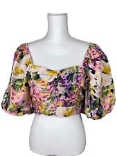 Blusa cropped feminina H&M tamanho médio floral manga curta balão comprar usado  Enviando para Brazil