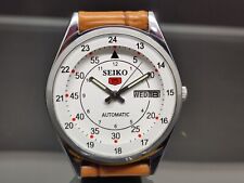 Seiko 5 relógio masculino automático dia/data mostrador cor branca funcionando movimento 7009 comprar usado  Enviando para Brazil