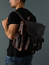 Mochila de couro Buffalo bolsa de ombro mochila escolar escritório bolsas médias comprar usado  Enviando para Brazil
