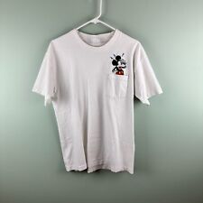Camiseta Vintage Disney Store Mickey Mouse Bordada Bolsillo Talla Grande Blanca segunda mano  Embacar hacia Argentina