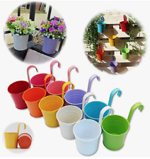 Confezione da 9 vasi da fiori vasi da appendere balcone giardino pianta metallo gancio set fioriere ferro, usato usato  Spedire a Italy