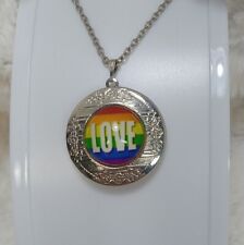 Used, Love Locket Necklace Silver Tone Chain Rainbow Pendant Pride for sale  Shipping to South Africa