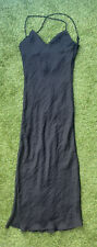TOPSHOP Slip On Maxi Midi Satin Dress Cami Strappy Black UK4 Occasion Party  for sale  Shipping to South Africa