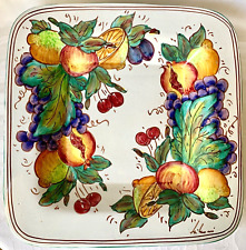 SUPERB LARGE 15" SQUARE SIGNED HANDMADE ITALIAN WALL PLATE, CAFF GUBBIO, FRUITS  for sale  Shipping to South Africa