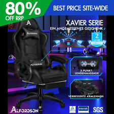 ALFORDSON Gaming Stuhl mit 2-Punkt Massage Bürostuhl mit Fußstütze Schwarz comprar usado  Enviando para Brazil