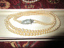 Usado, Precioso collar vintage Deco crema cristal perla 2 hilos broche de diamantes de imitación segunda mano  Embacar hacia Argentina