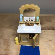 Epoch Calico Critters - Bathroom Vanity w Sink, Mirror & Cabinet Unit "wooden", used for sale  Shipping to South Africa