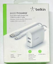 Carregador de parede Belkin 24W porta dupla USB com cabo USB-C para iPhone/Samsung, branco comprar usado  Enviando para Brazil
