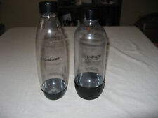 Lote de 2 garrafas de plástico transparente Soda Stream tampa preta 1 quarto e 1 litro comprar usado  Enviando para Brazil