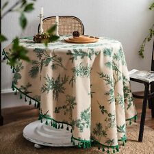 Mantel de mesa redonda de 150 cm restaurante algodón lino verde pino estampado segunda mano  Embacar hacia Argentina
