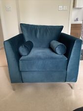 Teal velvet armchair for sale  COBHAM