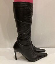 Bronx Knee High UK6 Black Leather High Heeled Boots VGC for sale  Shipping to South Africa