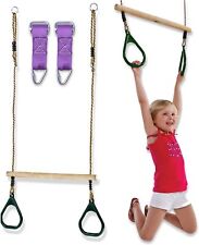 Trapeze Swing Bar Rings Wooden Bars 2 Buckle Hanging Straps, used for sale  Shipping to South Africa