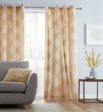 House Additions Stockholm Leaves Eyelet Curtains Ochre Yellow W168 x D229 cm till salu  Toimitus osoitteeseen Sweden