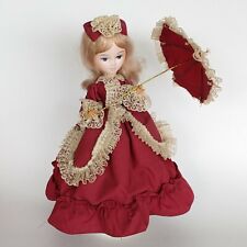 De colección 14" Musical Spinning Muñeca Japón Sankyo Love Story Vestido Rojo Paraguas Bradley segunda mano  Embacar hacia Argentina