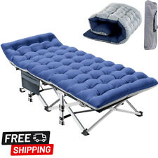 Adults Folding Sleeping Cot Guest Bed Heavy Duty Portable Cots Camping with Mat for sale  Shipping to South Africa