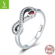 Anillo para mujer S925 plata esterlina corazón infinito dedo circonio joyería talla 6-8 segunda mano  Embacar hacia Argentina