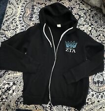 Zeta Tau Alpha ZETA SORORITY black hoodie sweatshirt SZ med for sale  Shipping to South Africa