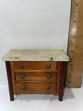 Antique Wooden Miniature Dresser, Doll Sized, With Marble Top 3 Drawer 3” Tall, used for sale  Shipping to South Africa
