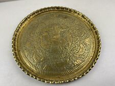 LARGE ROUND INDIAN? BRASS VINTAGE ENGRAVED SERVING CHARGER SERVER TRAY 42 CM VGC for sale  Shipping to South Africa