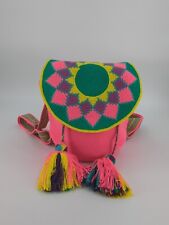 Auténtica Mochila Colombiana 100% Wayuu Hecha a Mano Rosa Brillante segunda mano  Embacar hacia Mexico