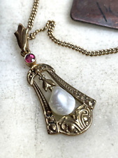 ANTIQUE ART DECO ROLLED GOLD CHAIN & PENDANT 44 CM LONG 1930S for sale  Shipping to South Africa