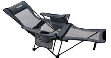 Used, Reclining Camping Chair 4 Position with Foot Rest Folding Lounger Chair Grey for sale  Shipping to South Africa