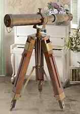 Telescópio decorativo antigo de latão maciço presente náutico antigo com tripé de madeira comprar usado  Enviando para Brazil