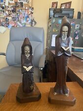 2 handcarved wooden monks for sale  Paso Robles