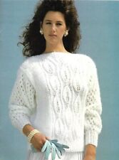 Used, knitting pattern womens ladies leaf design chunky sweater jumper  sizes 30-40 in for sale  Shipping to South Africa
