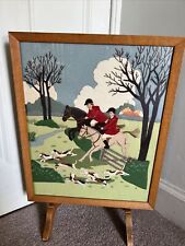 Vintage Hunting Scene Fire Screen Felt Embroidered Appliqué Type for sale  Shipping to South Africa