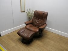 brown leather wing chair for sale  MELKSHAM