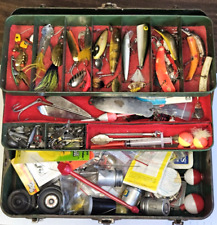 Vintage Union Steel Tackle Box 2 Tiers LOADED w Old Lures & Fishing Gear for sale  Shipping to South Africa
