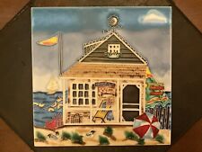 Gorgeous Colorful Beach Scene Ceramic Tile Beach House Cabana Wall Art 8 X 8, used for sale  Shipping to South Africa