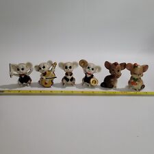6 Miniature Figurines Bone China & Lefton Mice Mouse porcelain Band Cello cymbal for sale  Shipping to South Africa