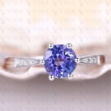 2.12ct Round Cut Natural Tanzanite Gemstones Diamond Wedding Ring 14K White Gold for sale  Shipping to South Africa