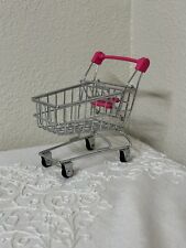 Mini carrinho de compras de metal supermercado realista alças rosa rodas rolantes comprar usado  Enviando para Brazil