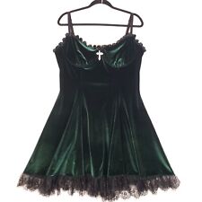 Vestido Feminino Gótico Viúva Fé Cega Veludo Verde Plus Size XX-Grande Excelente Estado Usado, usado comprar usado  Enviando para Brazil