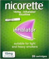 Inhalador de nicotina 3 X 20 Nicorette 15 mg 60 cartuchos para fumadores ligeros y pesados, usado segunda mano  Embacar hacia Argentina
