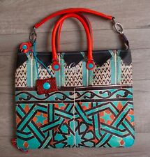GABS Geometric Pastel Turquoise Orange Multiway Italian Leather Mix Work Bag for sale  Shipping to South Africa